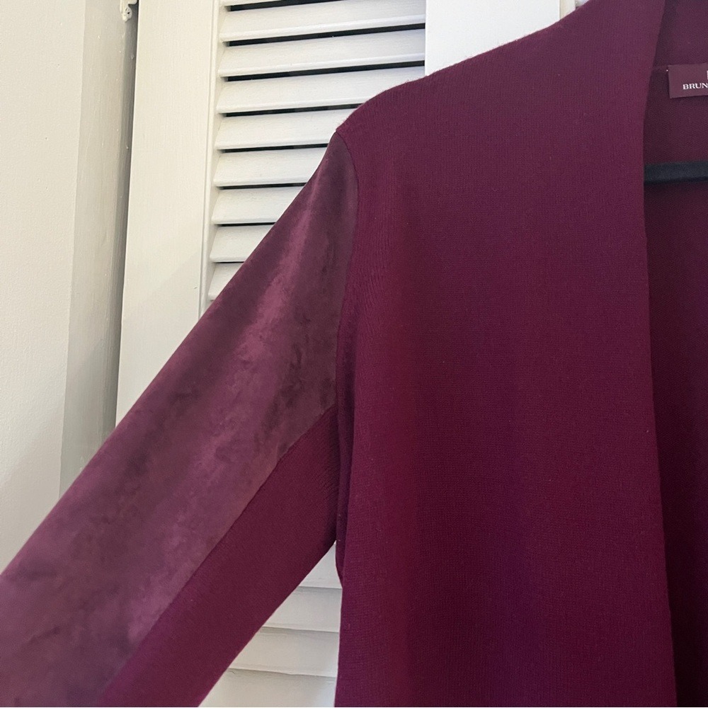 Bruno Magli Burgundy Cashmere Wool Blend Cardigan Sweater Sz M - Picture 6 of 8